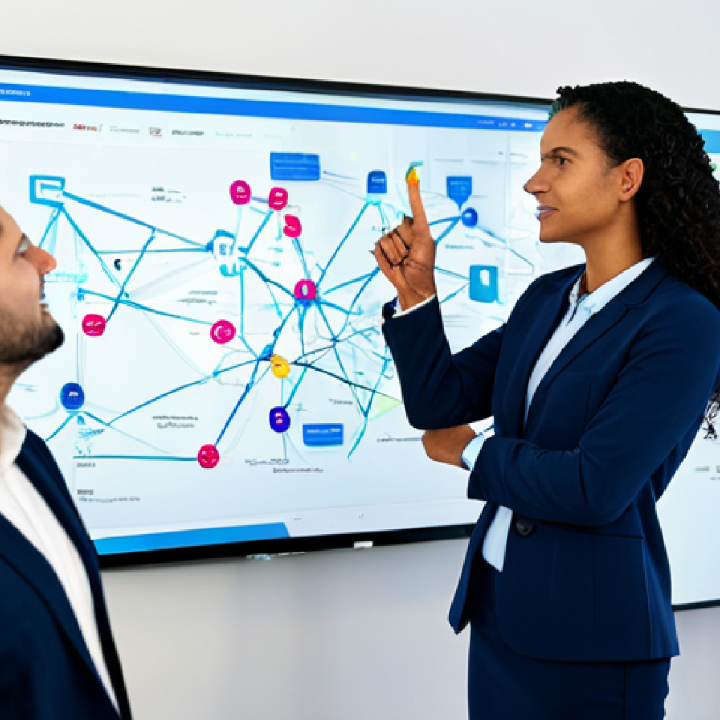 Collaborative Brainstorming Session**
"A diverse team of professionals collaborating on a digital mind map displayed on a large interactive screen in a brightly lit, modern office space. They are fully clothed in appropriate business attire, brainstorming ideas and pointing at the screen. The mind map is colorful and visually engaging, showcasing interconnected concepts. Safe for work, professional environment, perfect anatomy, natural pose, appropriate content, well-formed hands, proper finger count, high quality."
**