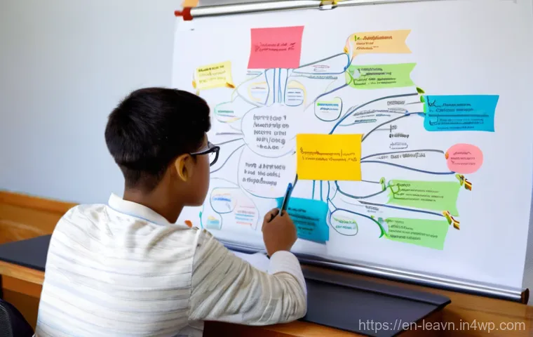 마인드맵과 교육 혁신의 관계 - **Prompt 1: Focused Student Creating a Mind Map**
    A young adult student, appearing to be around ...