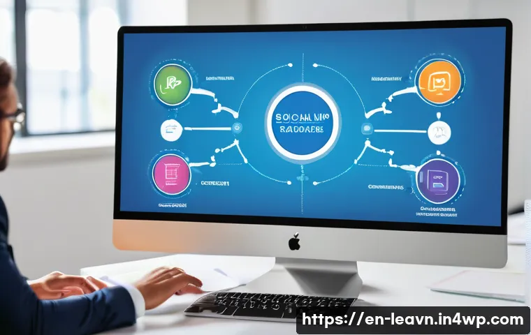 마인드맵으로 창조적인 문제 해결하기 - A vibrant digital mind map displayed on a large touchscreen monitor in a modern office setting, feat...