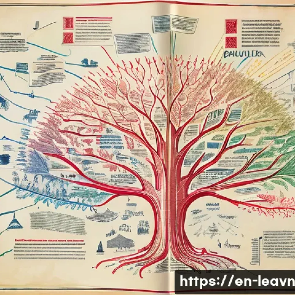 마인드맵을 이용한 역사 공부 방법 - A detailed, vibrant mind map illustrating the French Revolution’s key themes, featuring distinct bra...