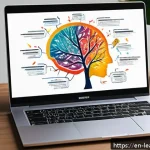 Home 20 마인드맵으로 복습 효율 높이기 - A vibrant and detailed digital mind map displayed on a sleek laptop screen, featuring colorful branc...