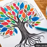 Home 17 마인드맵을 활용한 독서 노트 작성법 - A vibrant, hand-drawn paper mind map spread across a large sheet of white paper on a wooden desk, fe...